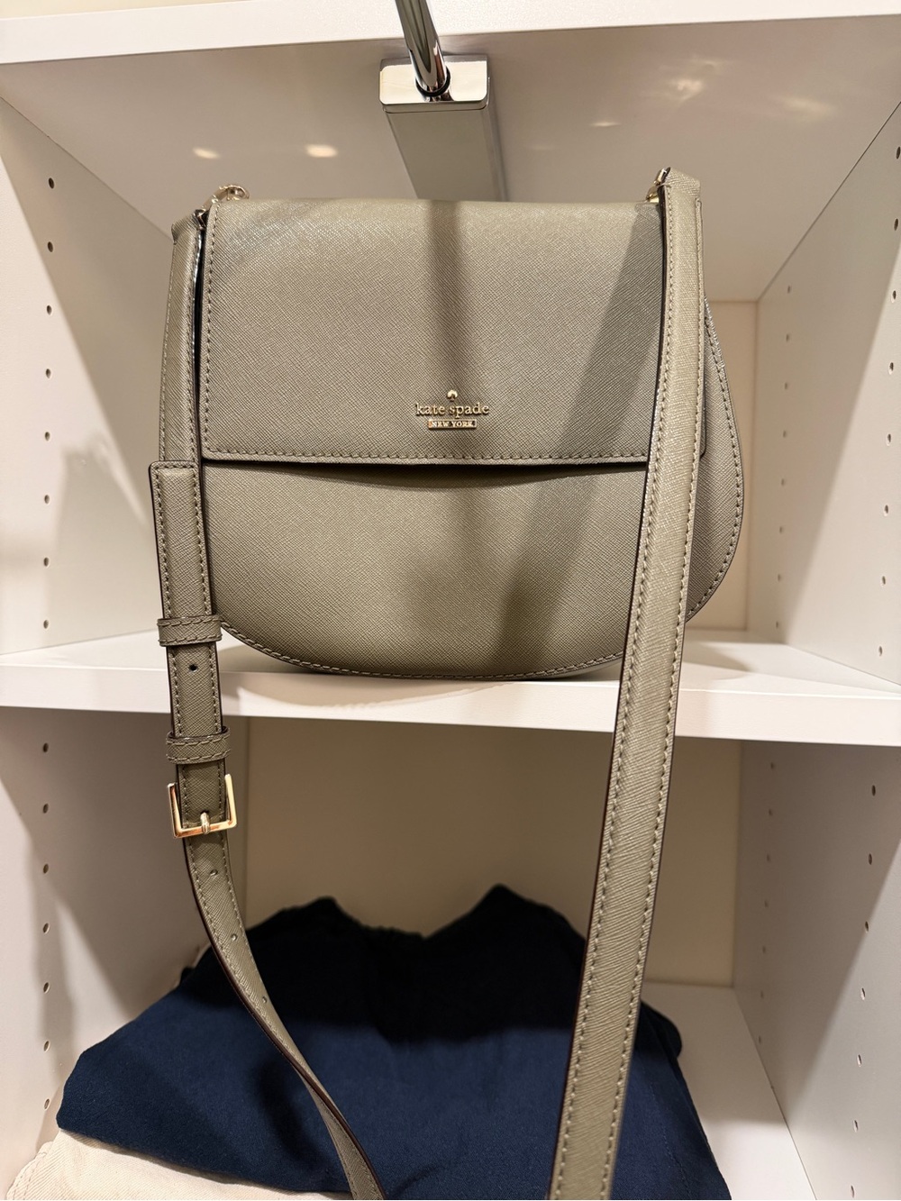 kate spade Saffiano Leather Crossbody Bag in Taupe Olive green